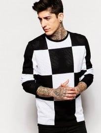 Asos Mesh Jumper In Checkerboard Design