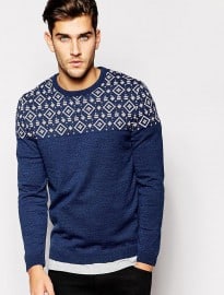 Asos Jumper In Twist With Aztec Design