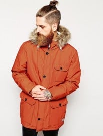 Quiksilver Parka With Faux Fur Trim