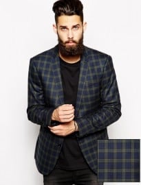 Asos Slim Fit Blazer In Tartan