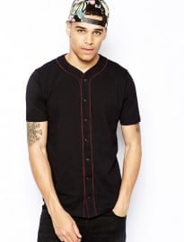Asos T-shirt With Baseball Button Through Placket