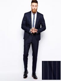 Asos Slim Fit Suit Jacket In Fine Stripe
