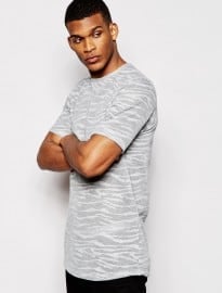 Asos Longline T-shirt With All Over Zebra Slub Print