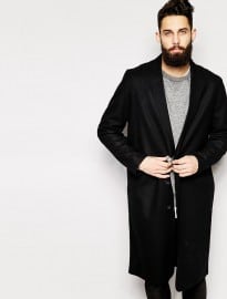 Asos Wool Overcoat With Raw Edges