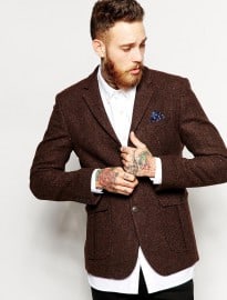 Asos Slim Fit Blazer In Harris Tweed Fabric