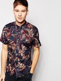 Ps Paul Smith Shirt With Jungle Print Slim Fit Short Sleeves