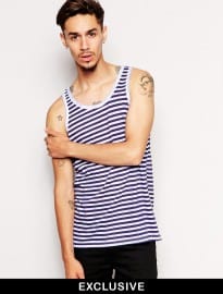 Reclaimed Vintage Vest With Acid Dye Blue Stripe