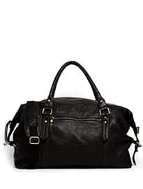 Asos Leather Holdall In Black