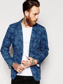 Sisley Blazer With All Over Floral Print In Slim Fit
