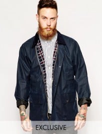 Reclaimed Vintage Waxed Jacket In Navy