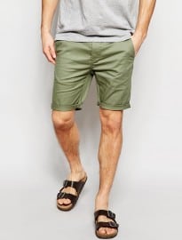 Asos Skinny Chino Shorts In Light Khaki