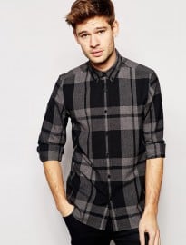 Asos Shirt In Long Sleeve With Twist Marl Check