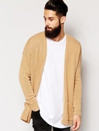 Asos Longline Cardigan In Brushed Texture