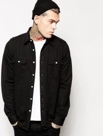 Asos Overshirt In Long Sleeve With Quilting
