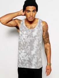 River Island Asos Longline Vest With Tie Dye And Dropped Hem Skater Fit