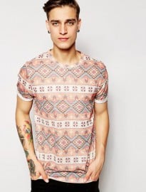 Asos T-shirt With Aztec Print In Relaxed Skater Fit