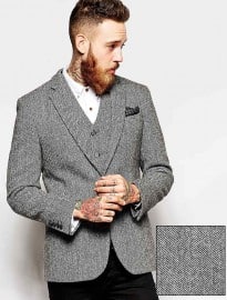 Asos Slim Fit Blazer In Harris Tweed Fabric