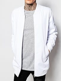Asos Longline Bomber Jacket In White