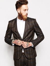 Selected Check Suit Jacket In Skinny Fit