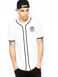 Asos T-shirt With Button Through Baseball Placket And Chest Print