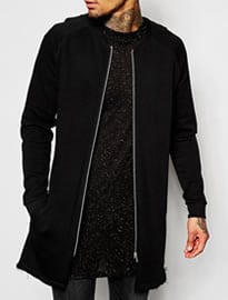 Asos Super Longline Bomber With Raw Edge And Zip