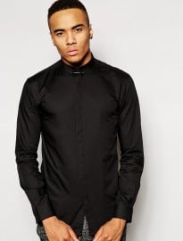 Jack & Jones Concealed Button Down Shirt With Collar Bar