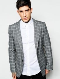 Sisley Check Suit Jacket In Slim Fit