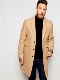 Asos Overcoat With Shawl Collar In Camel