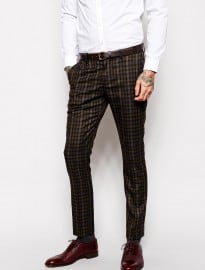 Selected Check Suit Trousers In Skinny Fit