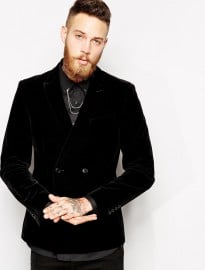 Asos Slim Fit Db Blazer In Velvet