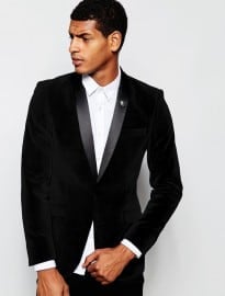 Asos Skinny Blazer In Velvet