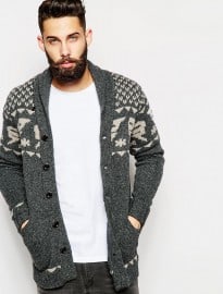 G-star Shawl Cardigan Draha Heavy Knit Wool Slub G Pattern
