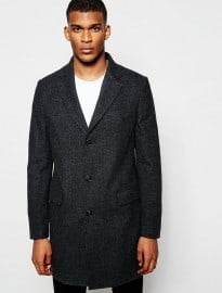 United Colors Of Benetton Herringbone Wool Overcoat
