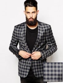 Asos Slim Fit Blazer In Tartan