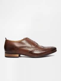 Asos Brogue Shoes In Brown Leather With Coloured Tread