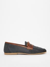Asos Woven Loafers In Leather
