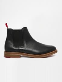 Asos Chelsea Boots In Black Scotchgrain Leather