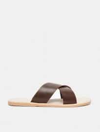 Asos Sandals In Leather With Cross Over Strap