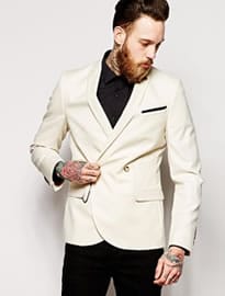 Noose & Monkey Double Breasted Blazer With Chain In Skinny Fit
