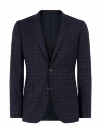 Navy Check Wool Single Breasted Jacket