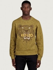 Kenzo Men?s Lime Marl Logo Tiger Sweatshirt
