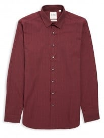 Ben Sherman Burgundy Herringbone Flannel Long Sleeve Shirt