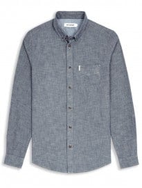 Ben Sherman Blue Plain Chambray Long Sleeve Shirt