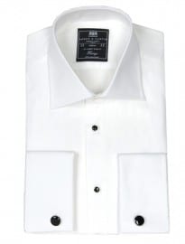 Mens Plain White St James Waffle Evening Shirt - Slim Fit