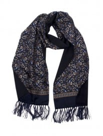 Navy & Brown Paisley Silk Scarf