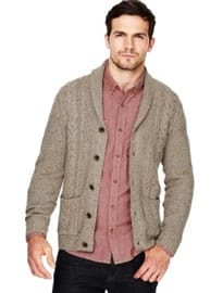 North Coast Shawl Collar Flecked Cardigan With Wool