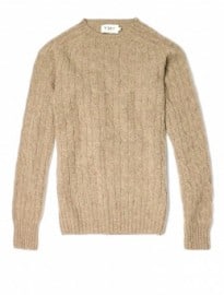 Ymc Taupe Brushed Lambswool Cable Knit
