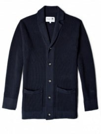 Wolsey 1755 Navy Rib Cotton Knit Hayle Cardigan