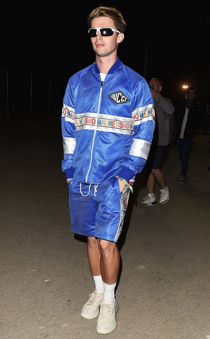 Patrick Schwarzenegger Wearing A Gucci Tracksuit