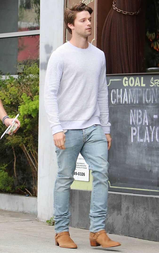 Patrick Schwarzenegger Wearing Light Wash Denim